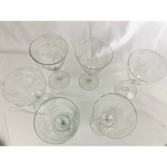 VTG Set of 6 Frosted Floral Liqueur Glasses Stemware Barware - Picture 12 of 16
